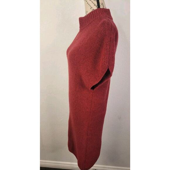 Athleta Pinewood Sweater Dress Size MP Mock Neck 100% Merino Burgundy Knit - Picture 6 of 12